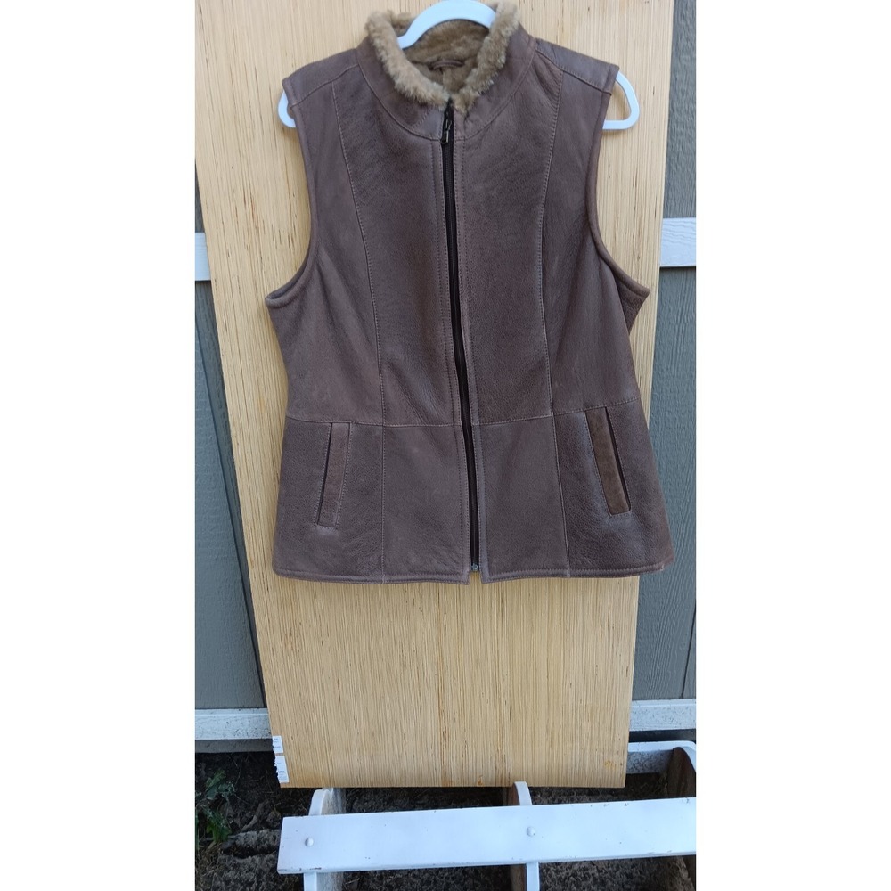 Royal Ram Brown Leather Vest Full Sheepskin Lining Ladies Size‎ 18
